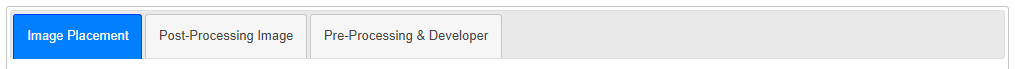 Automatic settings — three tabs: Image Placement, Post-Processing Image, Pre-Processing & Developer