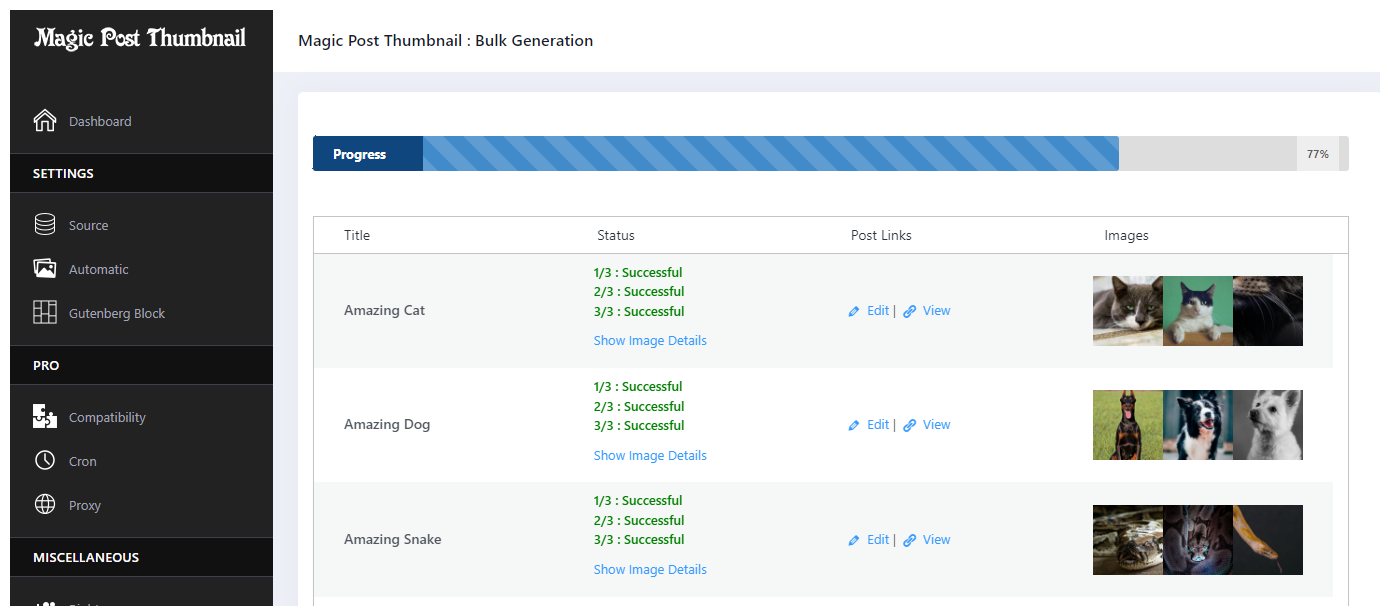 Bulk Generation progress