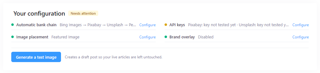 Magic Post Thumbnail Dashboard — Your configuration health checks and Generate a test image