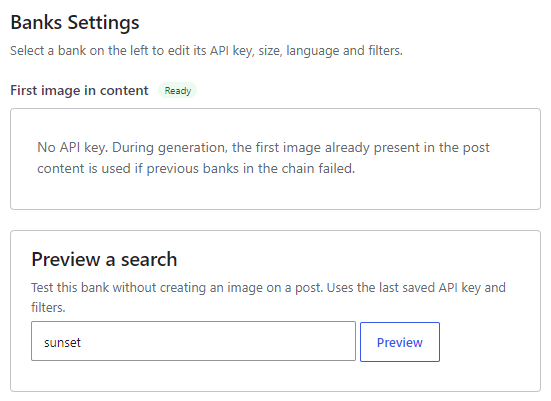 First image in content bank settings