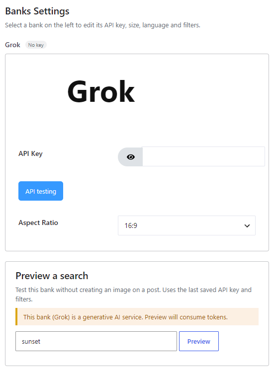 Grok bank settings