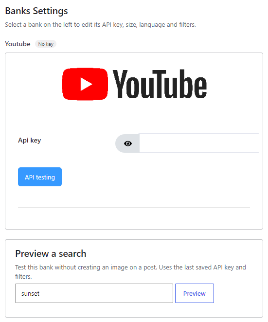 Youtube bank settings