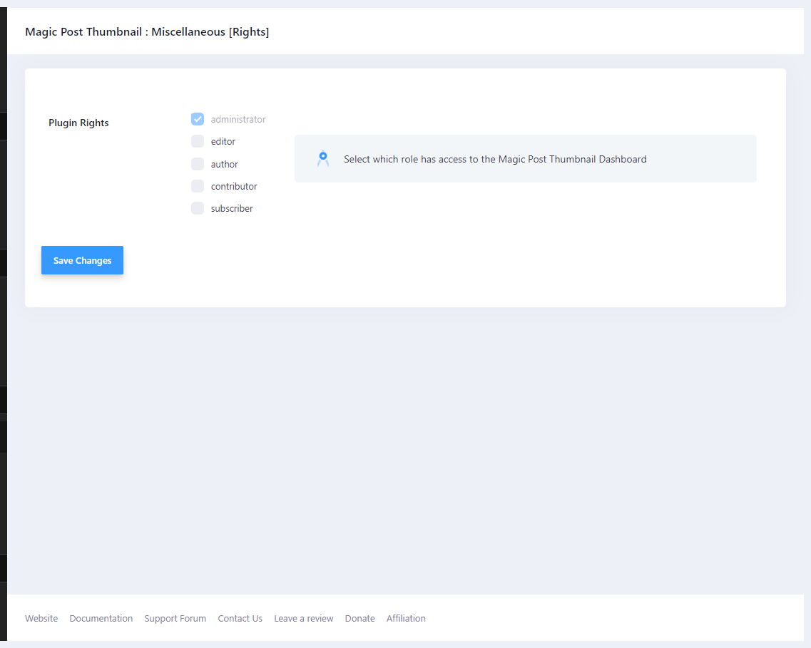 Rights — Plugin Rights checkboxes for WordPress roles
